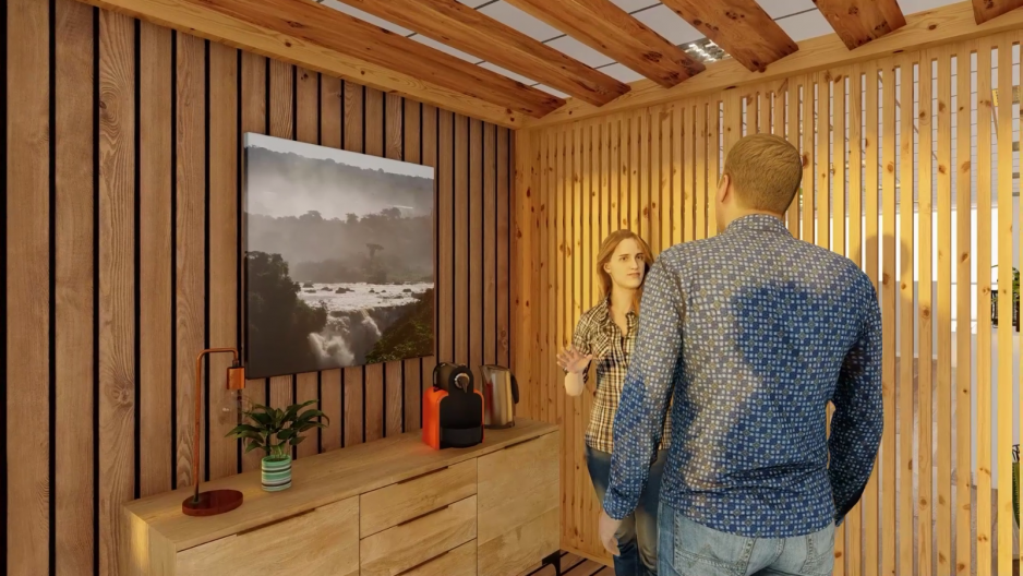 Bien etre en entreprise - aménagement open espace avec un coin détente pause café modulable en bois